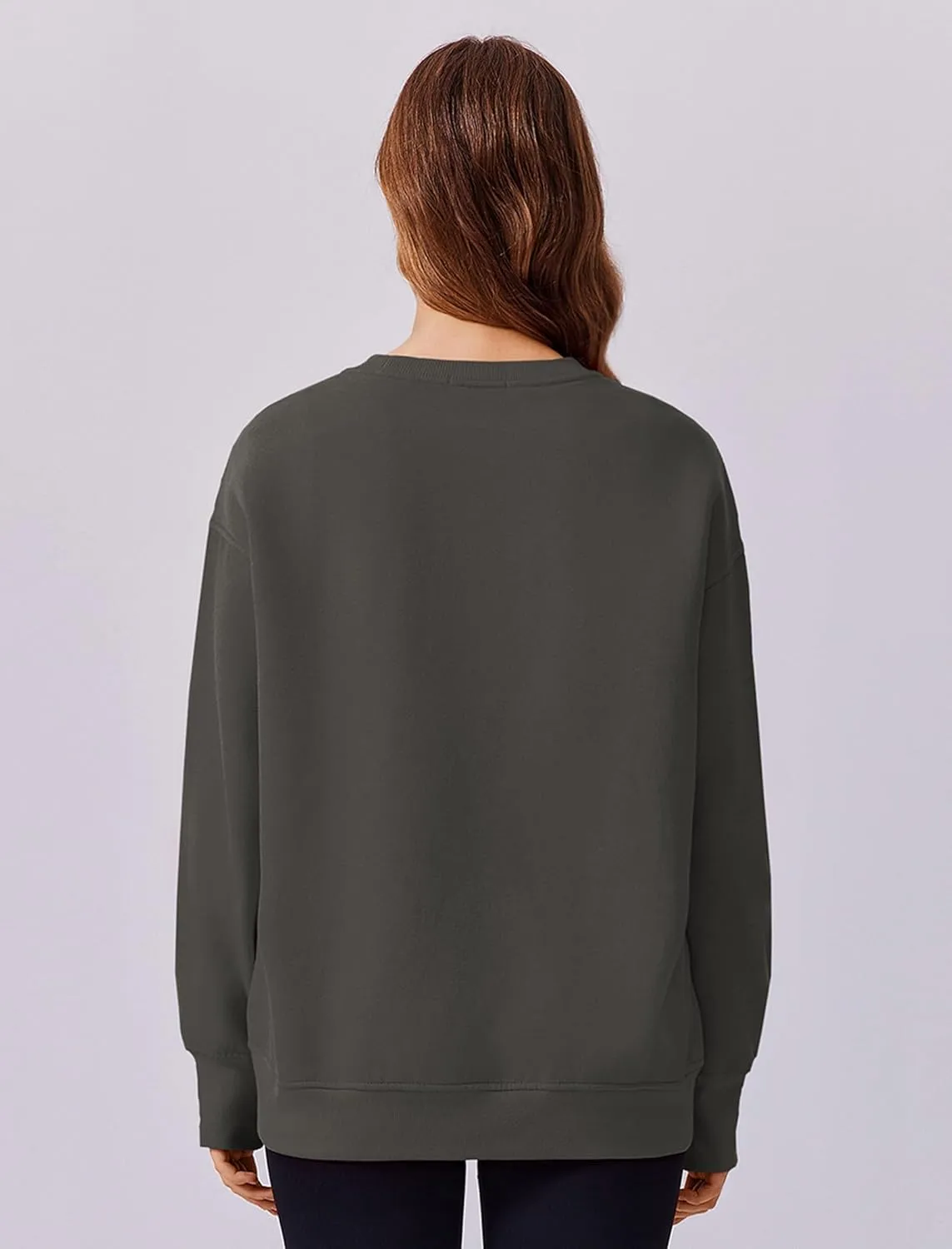 PINSPARK Womens Sweatshirt Crewneck Fleece Pullover Tops Oversized Sweat Shirts with Thumbholes Pockets 2025 Fall Outfits