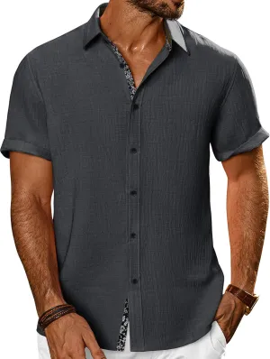 PJ PAUL JONES Mens Short Sleeve Button Down Shirts Casual Beach Summer Vacation Shirts