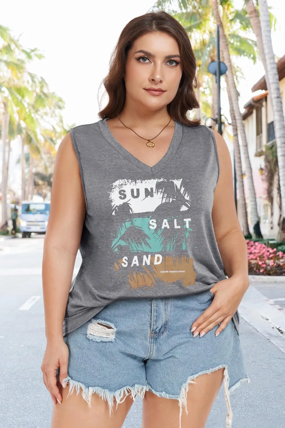 Plus Size Tanks Women Summer Top V Neck Sleeveless Top Loose Fit Tee Workout Shirts
