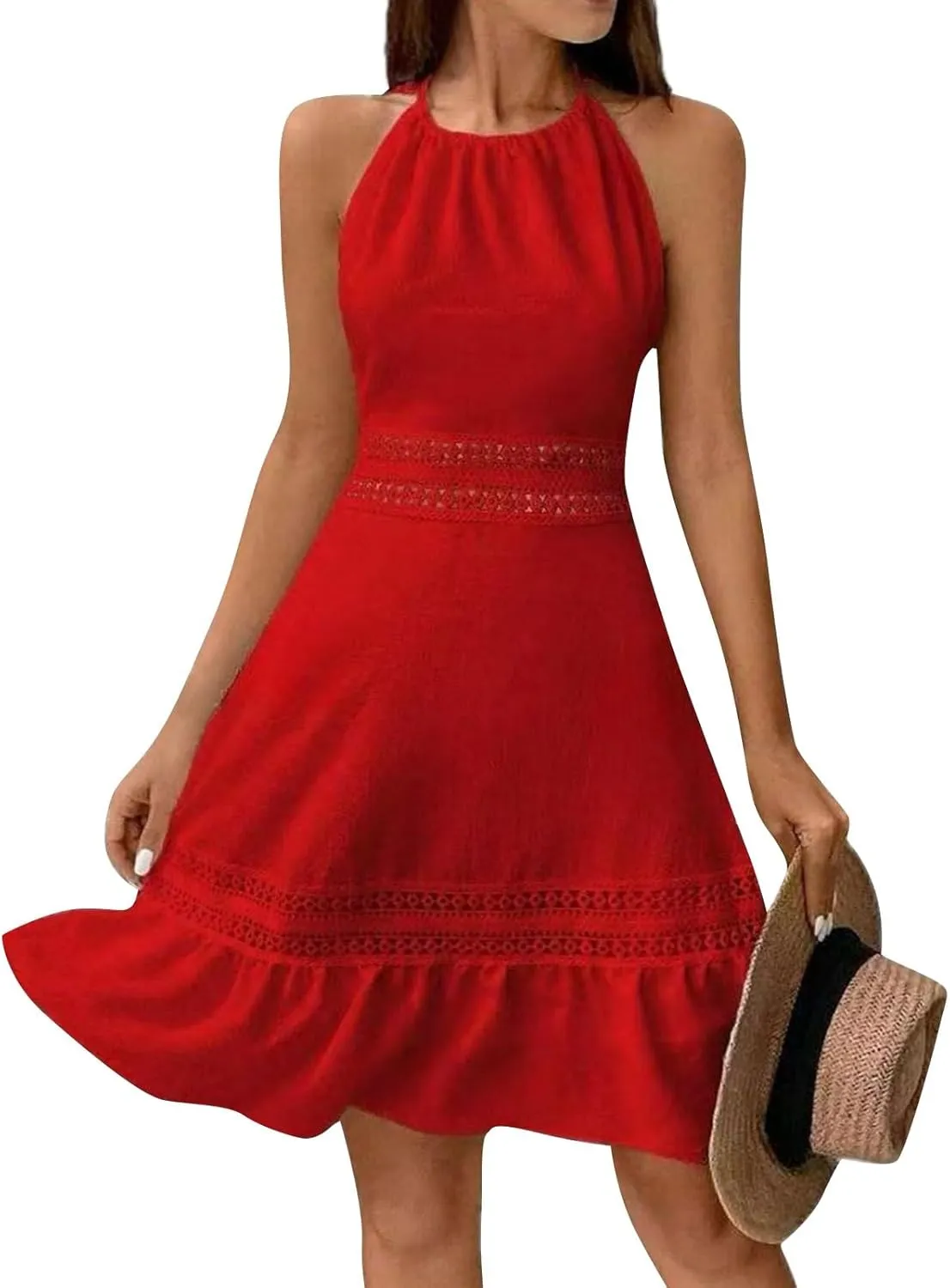 Pop Plus Size Tanks Sundress for Womens Surf Summers Baggy Dresses Women Crew-Neck