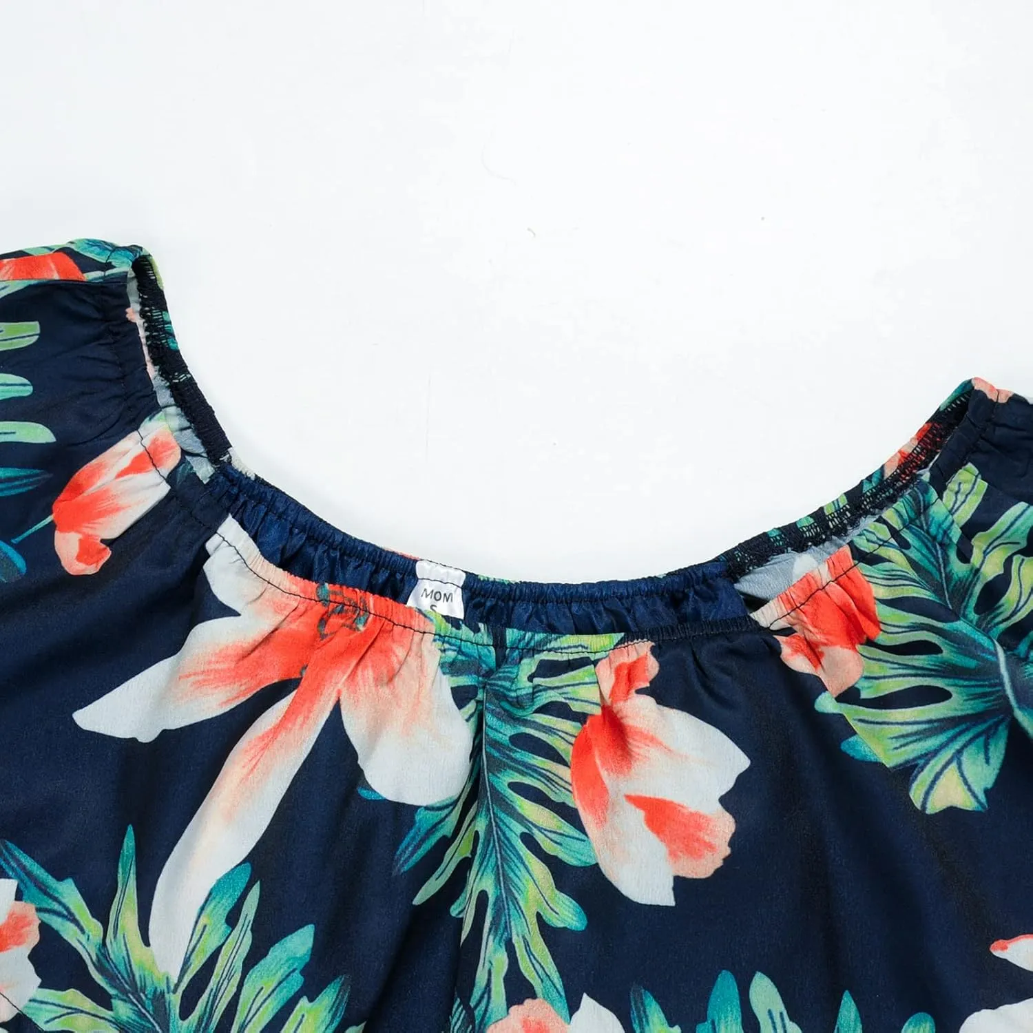 PopReal Mommy and Me Dresses Floral Printed Chiffon Bowknot Ruffles Short Sleeve Beach Mom Daughter Matching Outfits