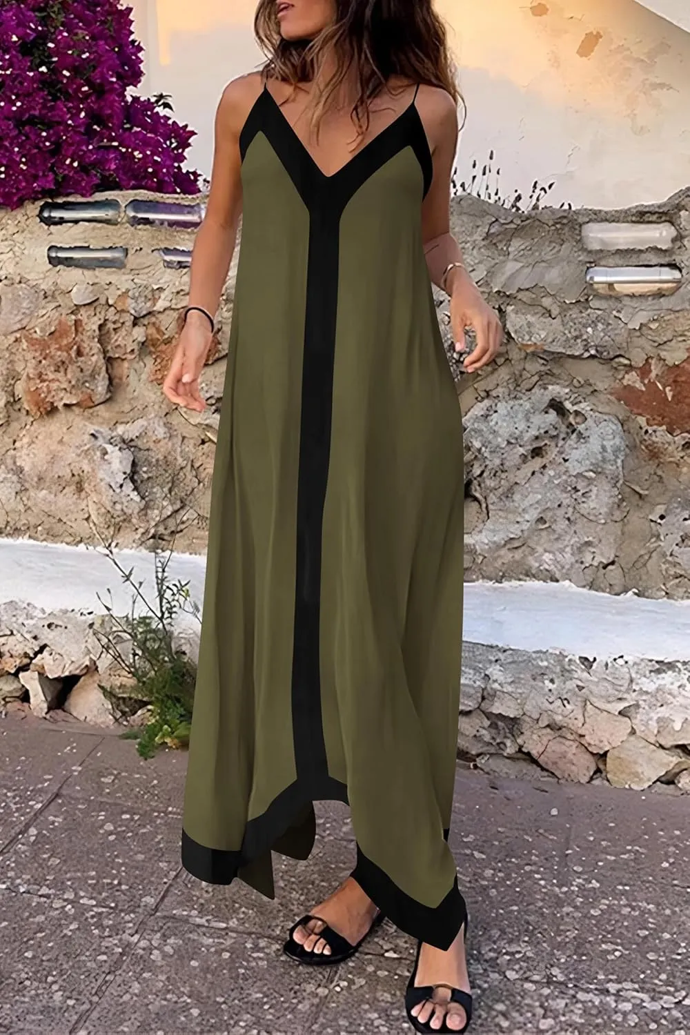 PRETTYGARDEN Women's Flowy Maxi Dress 2025 Summer Sleeveless V Neck Spaghetti Strap Elegant Wedding Party Dresses