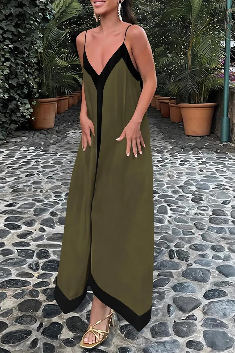 PRETTYGARDEN Women's Flowy Maxi Dress 2025 Summer Sleeveless V Neck Spaghetti Strap Elegant Wedding Party Dresses