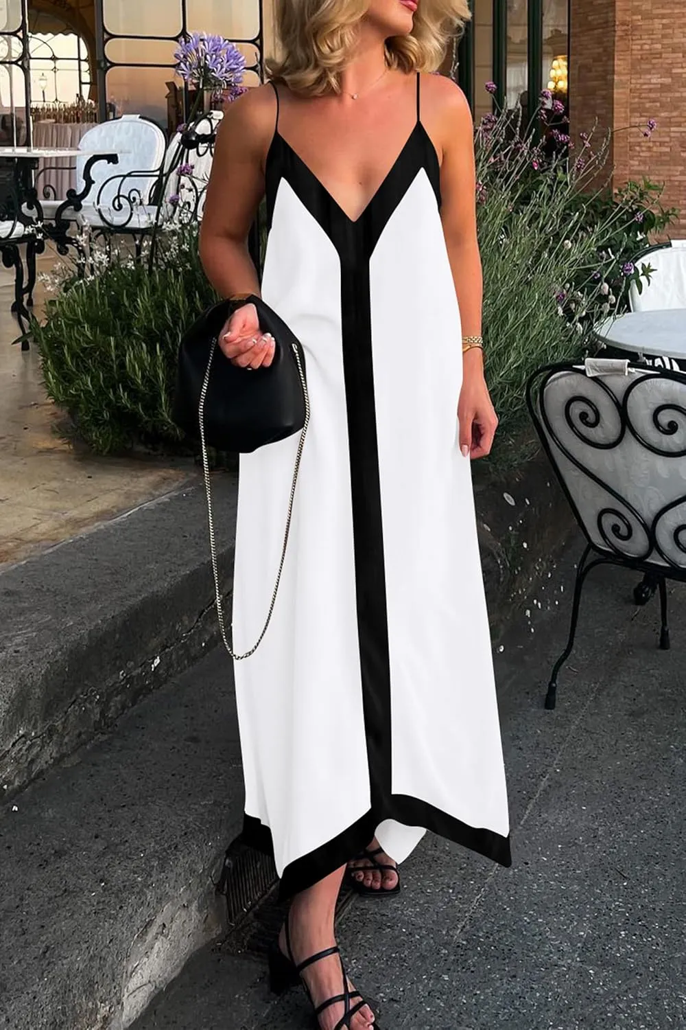 PRETTYGARDEN Women's Flowy Maxi Dress 2025 Summer Sleeveless V Neck Spaghetti Strap Elegant Wedding Party Dresses
