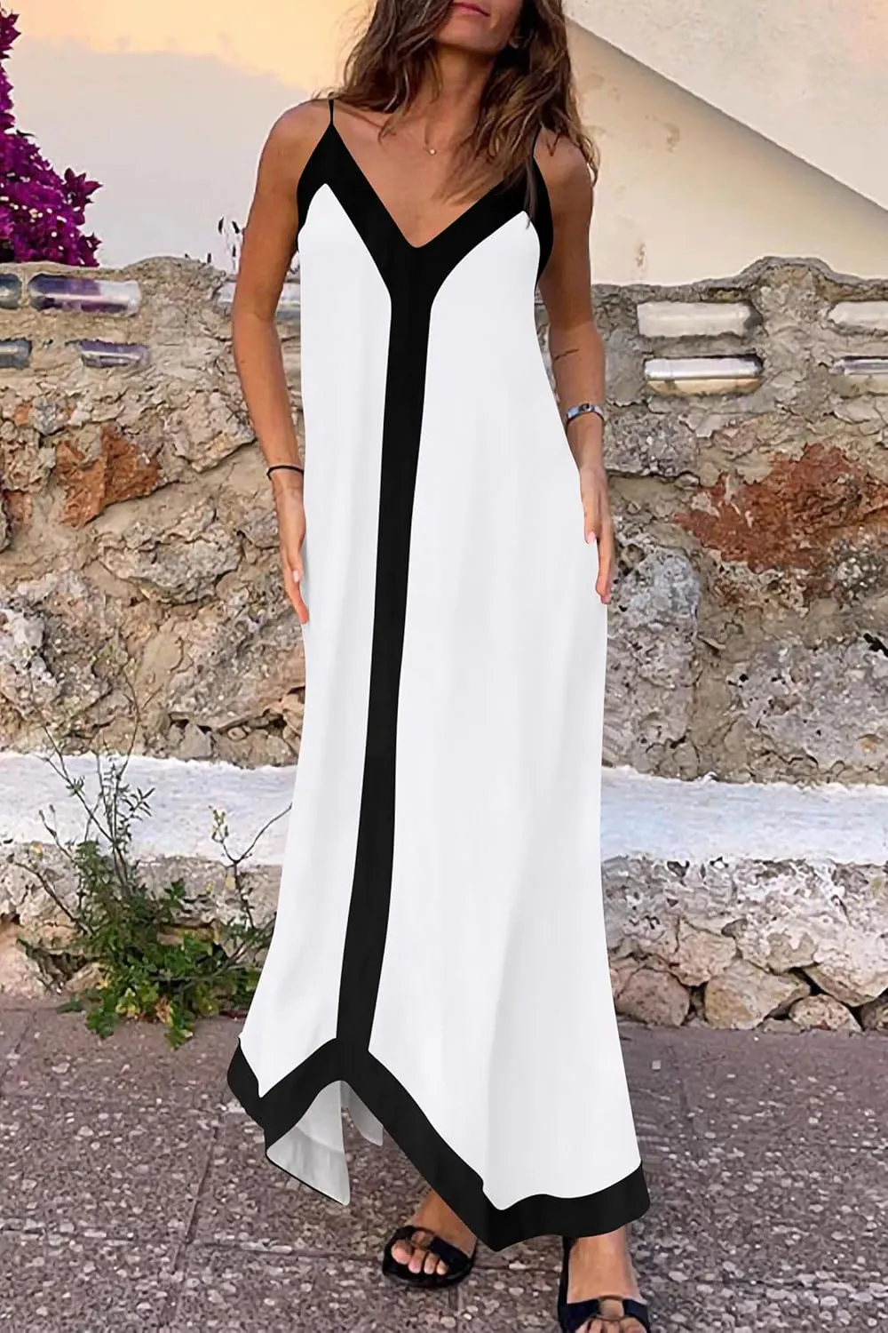 PRETTYGARDEN Women's Flowy Maxi Dress 2025 Summer Sleeveless V Neck Spaghetti Strap Elegant Wedding Party Dresses