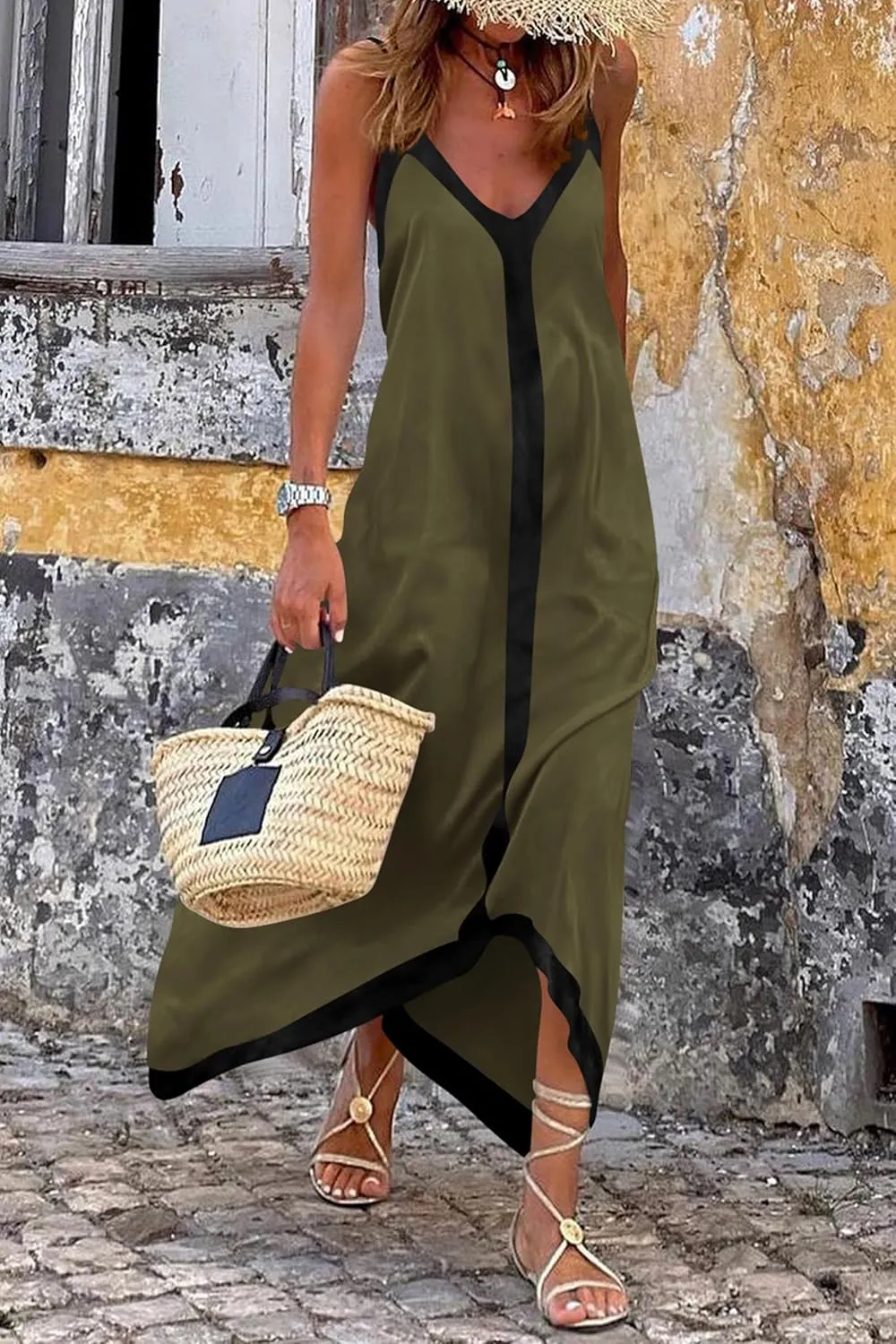 PRETTYGARDEN Women's Flowy Maxi Dress 2025 Summer Sleeveless V Neck Spaghetti Strap Elegant Wedding Party Dresses
