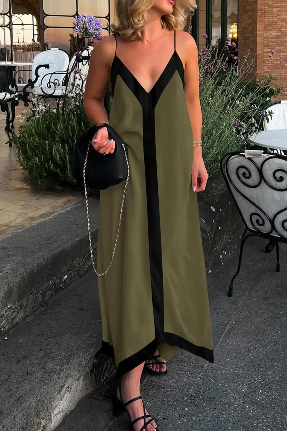 PRETTYGARDEN Women's Flowy Maxi Dress 2025 Summer Sleeveless V Neck Spaghetti Strap Elegant Wedding Party Dresses