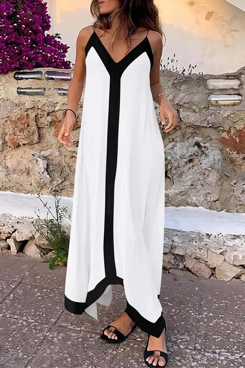 PRETTYGARDEN Women's Flowy Maxi Dress 2025 Summer Sleeveless V Neck Spaghetti Strap Elegant Wedding Party Dresses