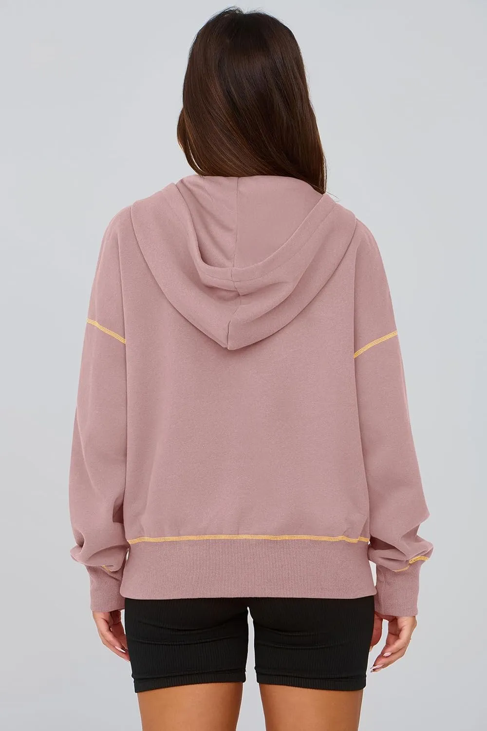 PRETTYGARDEN Women's Hooded Sweatshirts Long Sleeve Half Zip Cropped Hoodie Pullover Winter Fashion Clothes