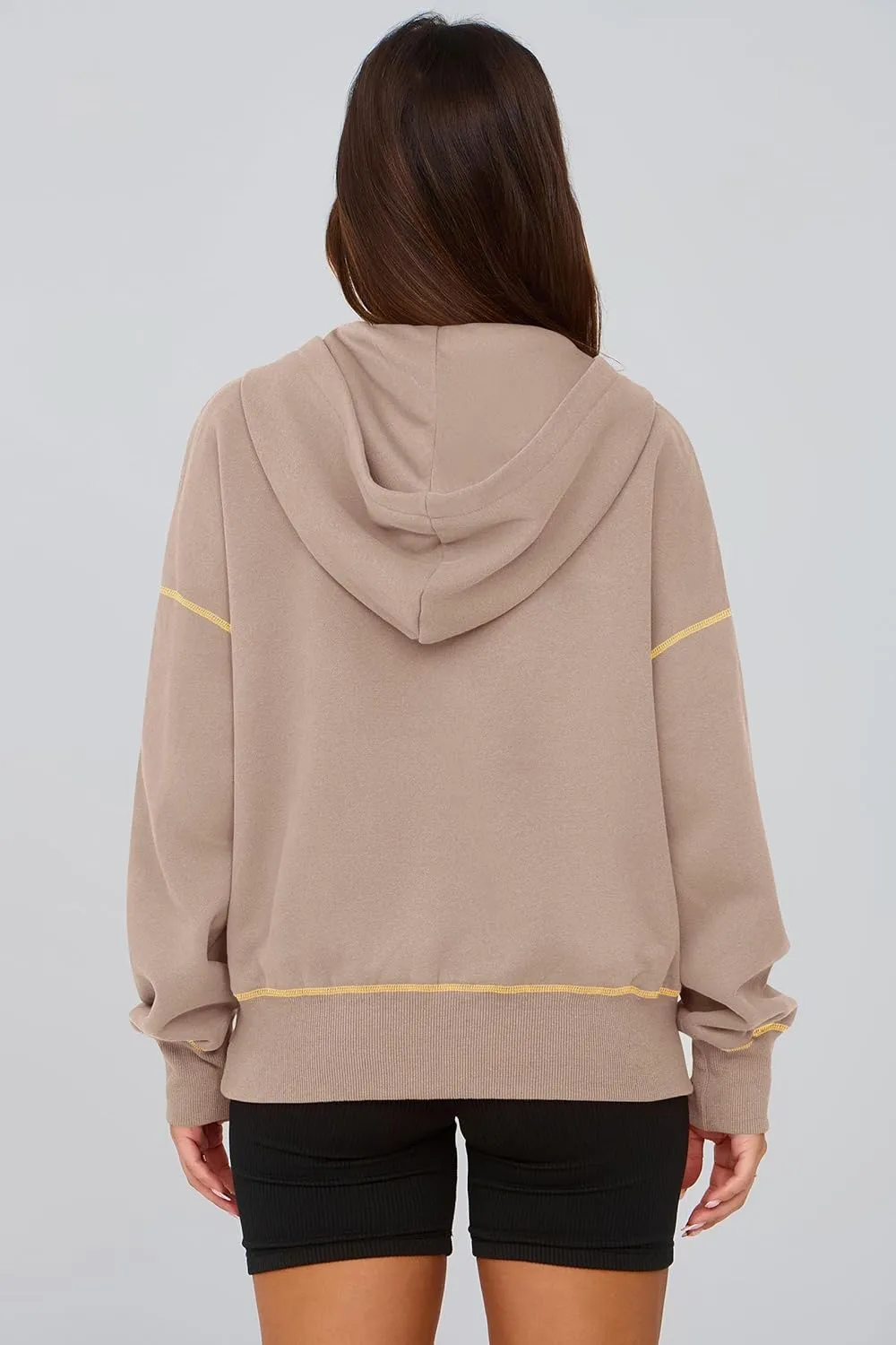 PRETTYGARDEN Women's Hooded Sweatshirts Long Sleeve Half Zip Cropped Hoodie Pullover Winter Fashion Clothes