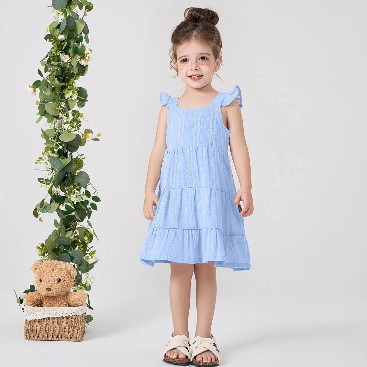 pureborn Toddler Girls Sleeveless Summer Dresses 1-8 Years