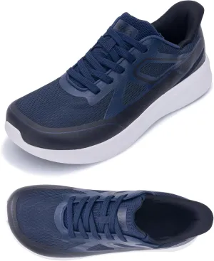 QAUPPE Wide Toe Box Walking Shoes for Men | Zero Drop Minimalist Design | Arch Support for Plantar Fasciitis | Slip-On Tennis Shoes US 8-12