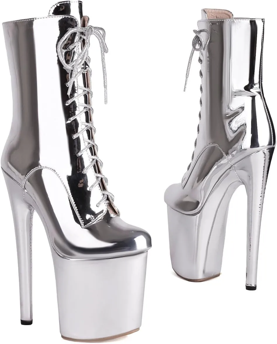 Roimaash Women Fashion 20CM Pole Dance Ankle Boots