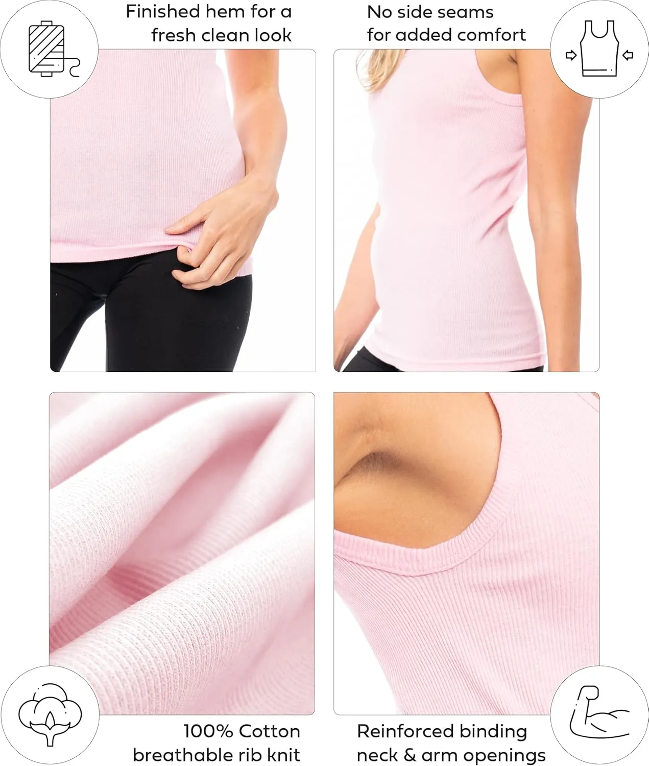 Sexy Basics Tank Tops for Women, Cotton Flex Tank Tops- Multi Packs