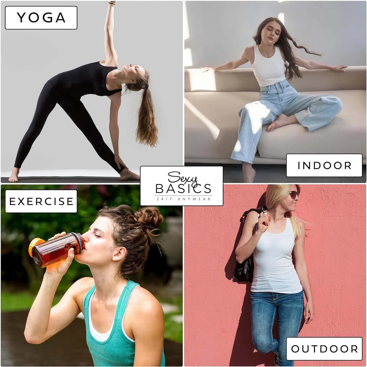 Sexy Basics Tank Tops for Women, Cotton Flex Tank Tops- Multi Packs