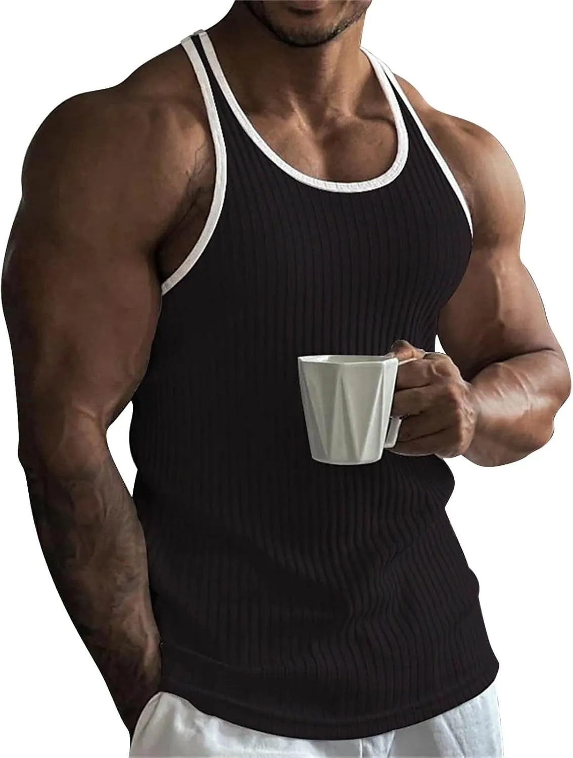 Sleeveless Shirts for Men Spring Casual O Tank Neck Flag Blouse Men Tops Men's Tank Tops Black Shirts for Men Mens