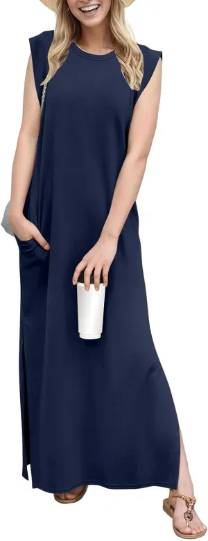 Summer Swim Plus Size Sundress Womens Tanks Loose Fit Solid Dress Women