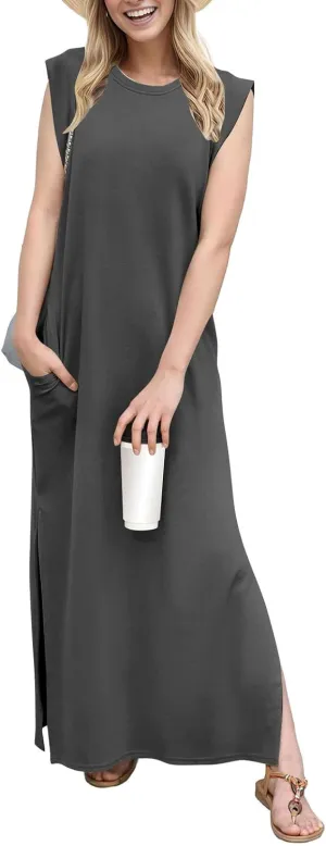 Summer Swim Plus Size Sundress Womens Tanks Loose Fit Solid Dress Women