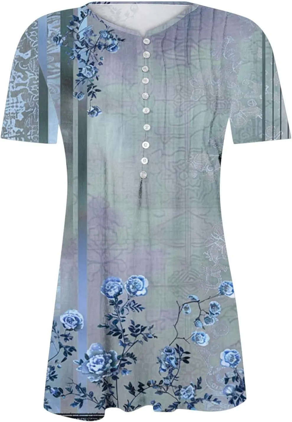 Summer Tops for Women 2025 Short Sleeve Button Down Shirts Casual Dressy Floral Shirt Boho Beach Vacation Blouses