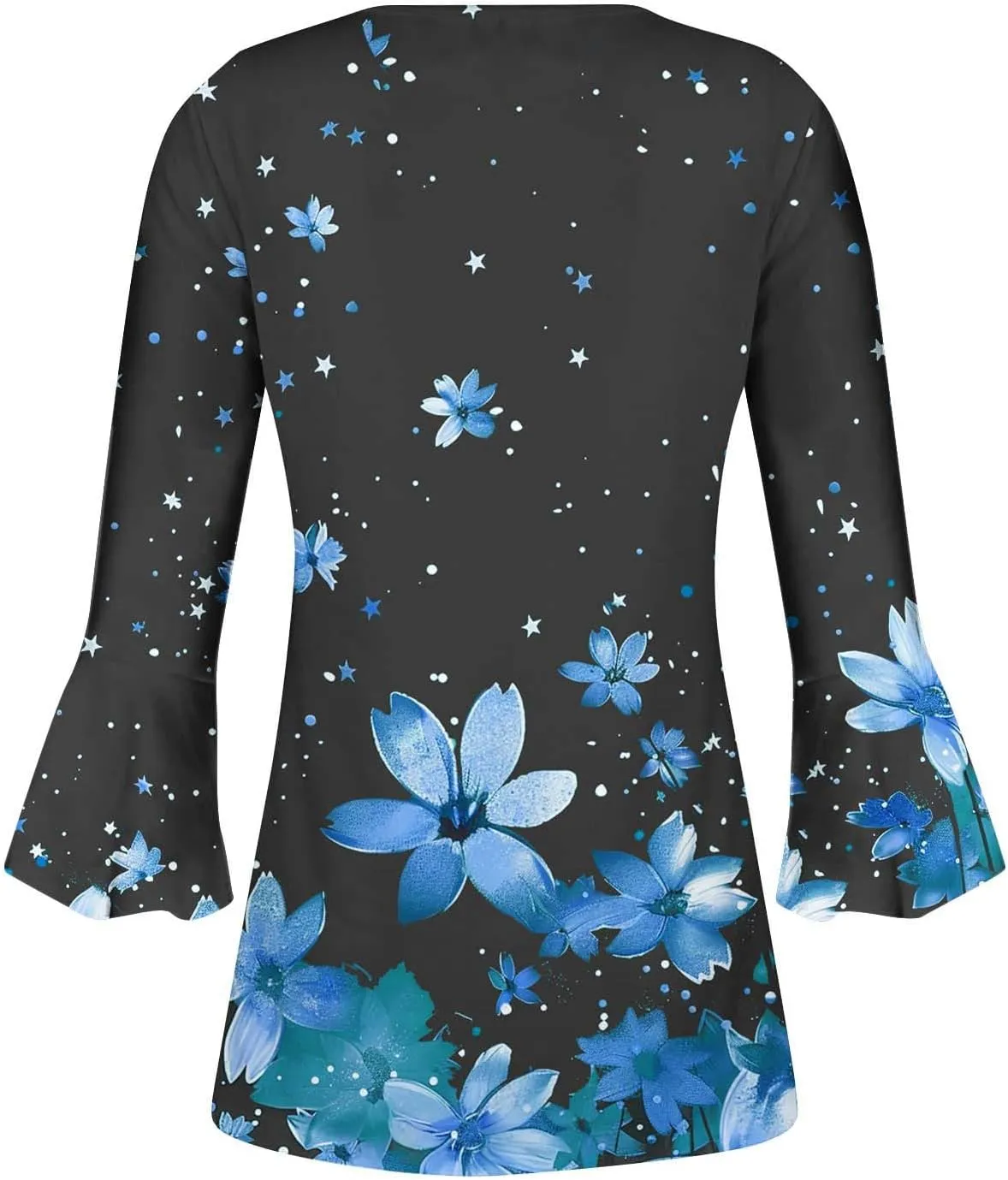 Summer Tops for Women Trendy Boho Vintage 3/4 Sleeve Tunic Blouse V-Neck T-Shirt Casual Floral Spring Fashion Outfits
