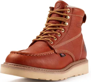 SUREWAY 6 Wedge Moc Toe Work Boots for Men - Soft Toe,Premium Full-Grain Leather,Lightweight Work Boots/Shoes,Comfort Insole,Oil/Slip Resistant,Real Goodyear,EH Rated Industrial Construction Boots