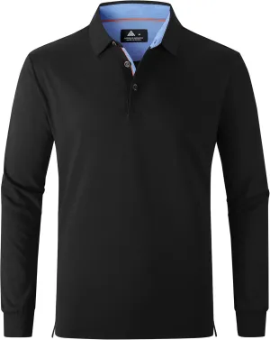 SWISSWELL Long Sleeve Polo Shirts for Men collared Performance Golf Shirts Casual Workwear Office