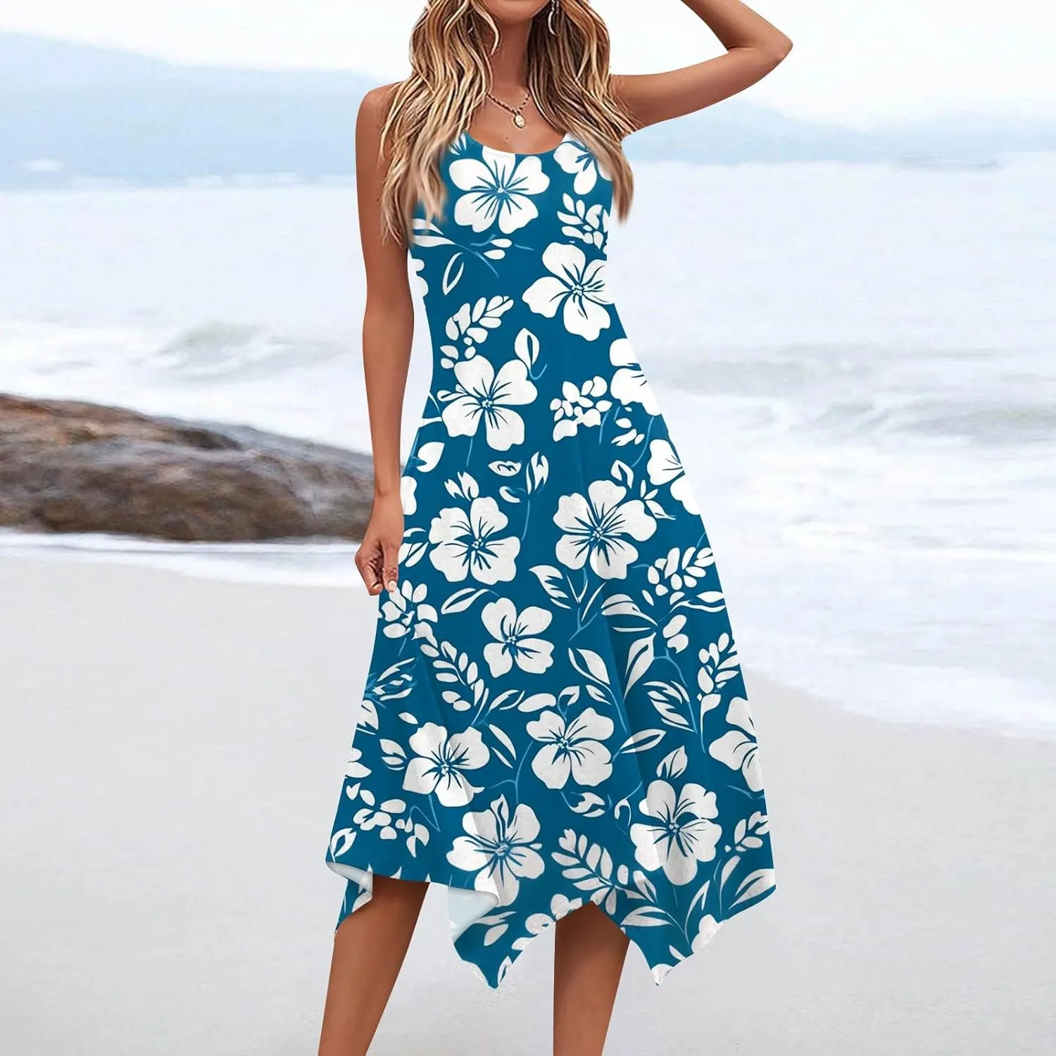 Tanks Spring Sundress Ladie's Plus Size Skiing Printing Dress Ladies Looses Crewneck Cozy Dresses
