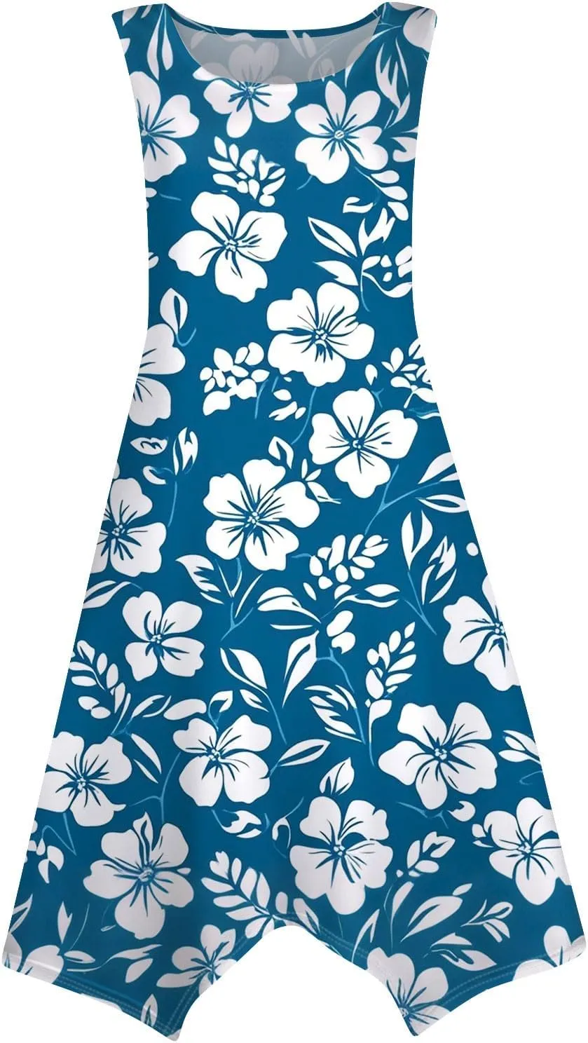 Tanks Spring Sundress Ladie's Plus Size Skiing Printing Dress Ladies Looses Crewneck Cozy Dresses