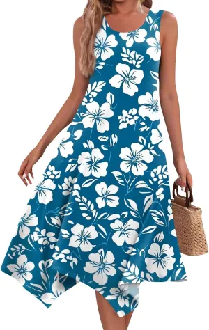 Tanks Spring Sundress Ladie's Plus Size Skiing Printing Dress Ladies Looses Crewneck Cozy Dresses