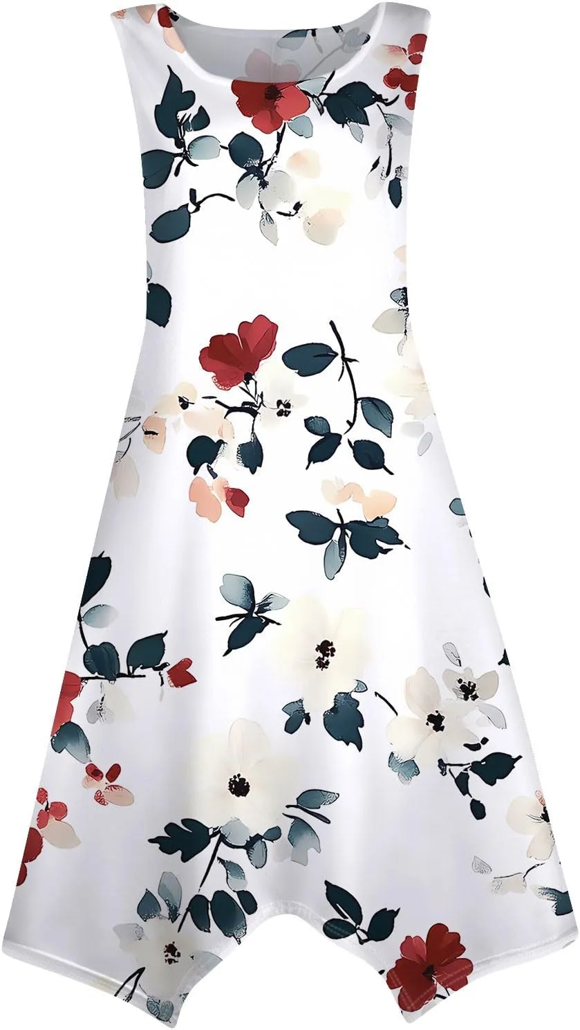 Tanks Spring Sundress Ladie's Plus Size Skiing Printing Dress Ladies Looses Crewneck Cozy Dresses