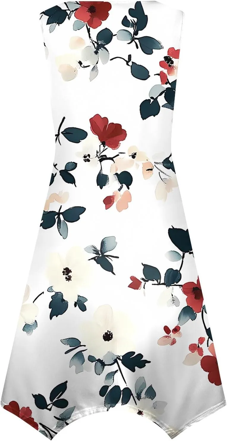 Tanks Spring Sundress Ladie's Plus Size Skiing Printing Dress Ladies Looses Crewneck Cozy Dresses