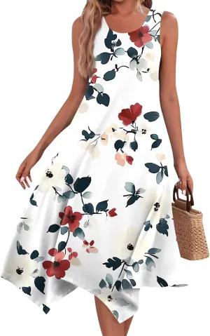 Tanks Spring Sundress Ladie's Plus Size Skiing Printing Dress Ladies Looses Crewneck Cozy Dresses