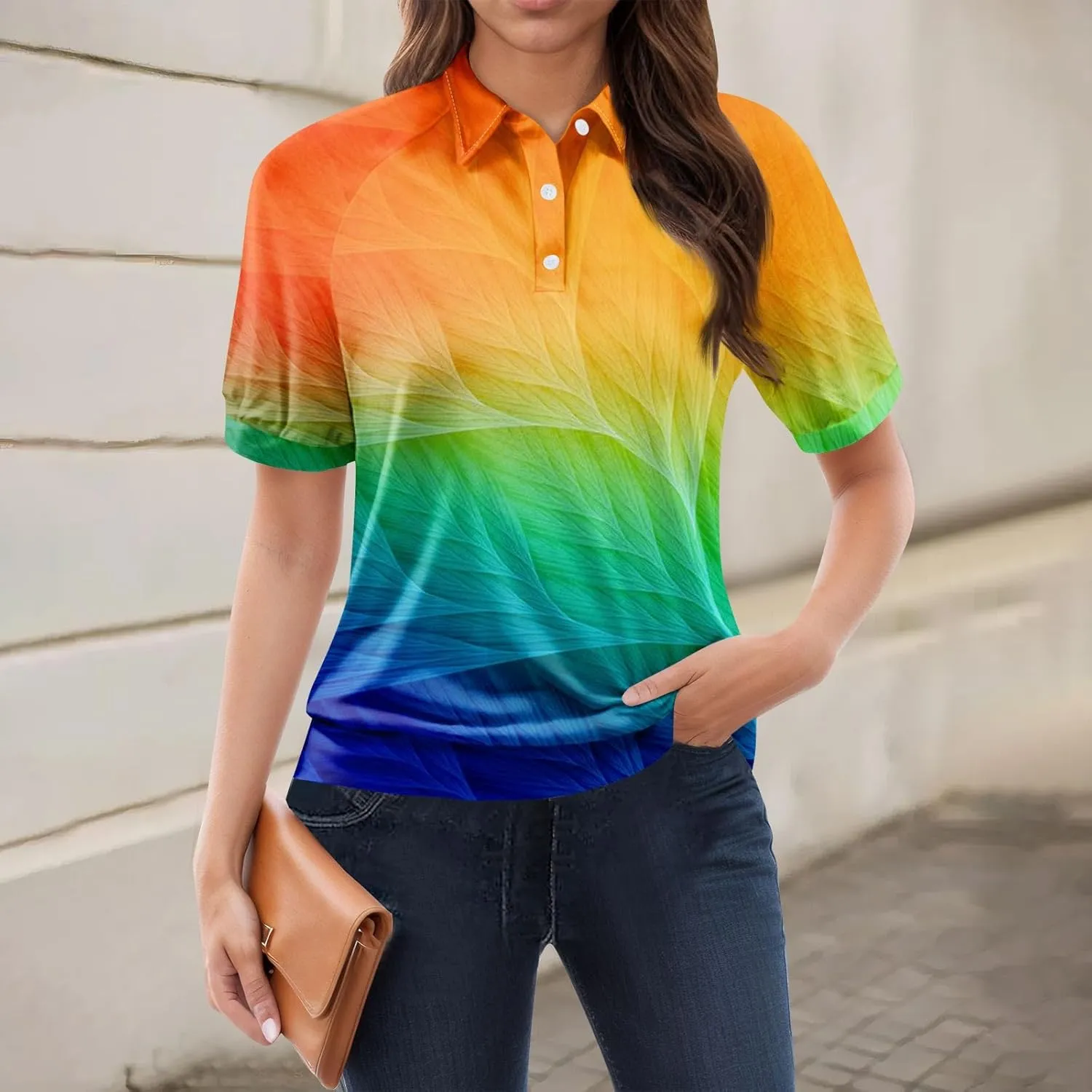 Tops for Women Trendy Short Sleeve Summer Collared Shirts Polo Blouses Casual Vacation Outfits Banded Hem