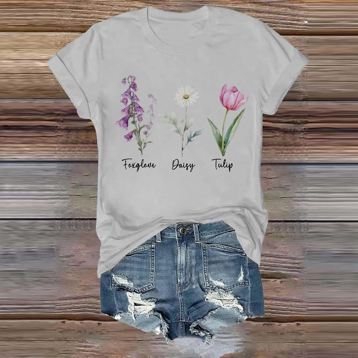 Tops for Women Trendy Summer 2025 Floral Print Cotton T-Shirts Crew Neck Short Sleeve Blouses Loose Fit Tunic Outfits