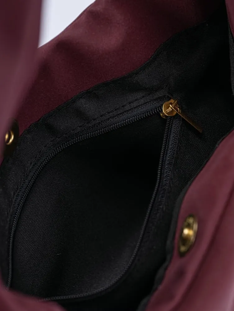 Trendy Burgundy Suede Studded Purse for Women Y2K Punk Rivet Shoulder Bag Underarm Purse Casual Satchel Bag Winter