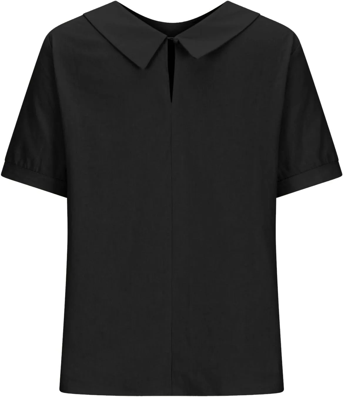 Trendy T Shirts for Women Loose Fit Solid Color Lapel Collar Short Sleeve Linen Blouse Summer Lightweight Workout Top