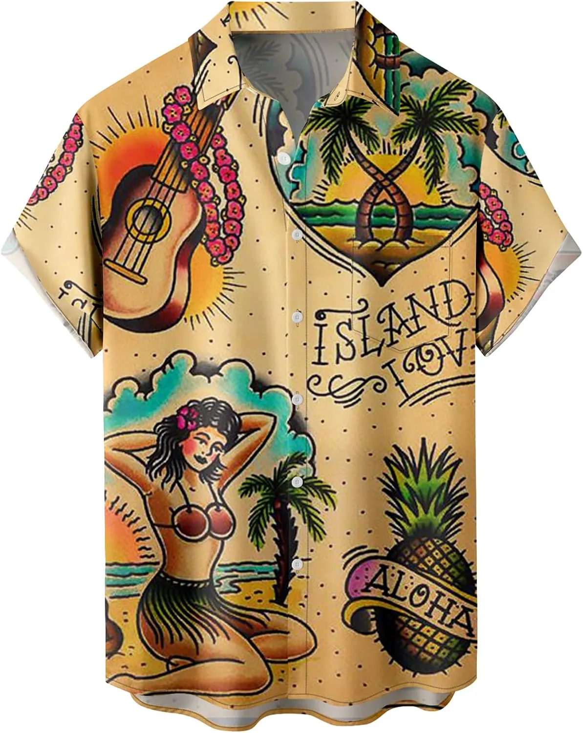 Tropical Shirts Button Down Holiday Casual Hawaiian Short Sleeve Men Loose Beach Shirts