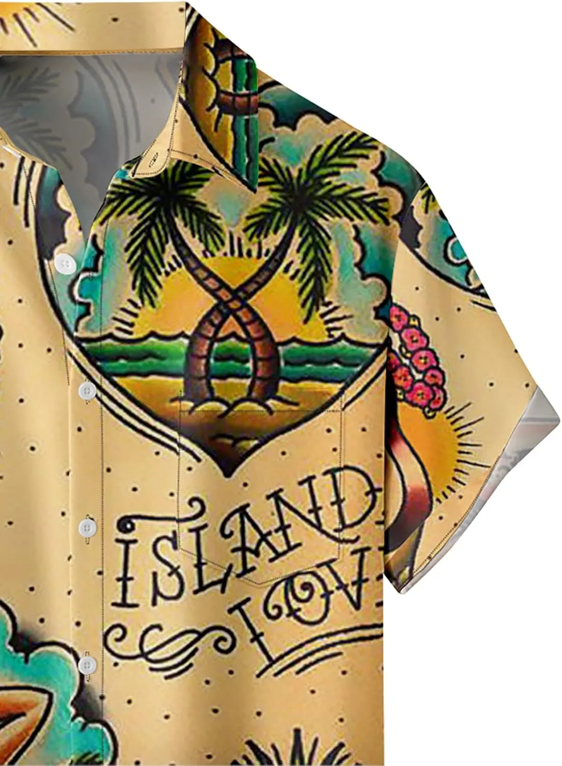 Tropical Shirts Button Down Holiday Casual Hawaiian Short Sleeve Men Loose Beach Shirts