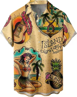Tropical Shirts Button Down Holiday Casual Hawaiian Short Sleeve Men Loose Beach Shirts