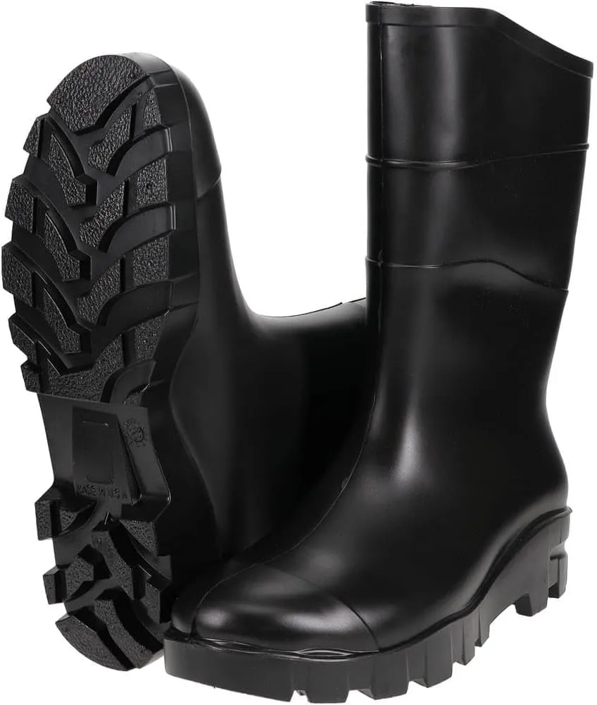 Value Slip-Resistant Black PVC Work Boots: Plain Toe, 1 Pair