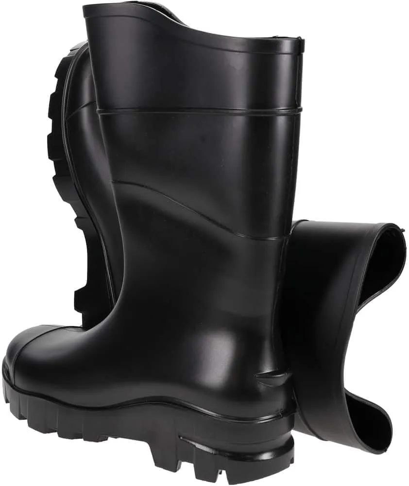 Value Slip-Resistant Black PVC Work Boots: Plain Toe, 1 Pair
