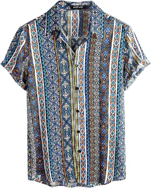 VATPAVE Mens Casual Short Sleeve Button Down Shirts Regular Fit Hawaiian Summer Shirts