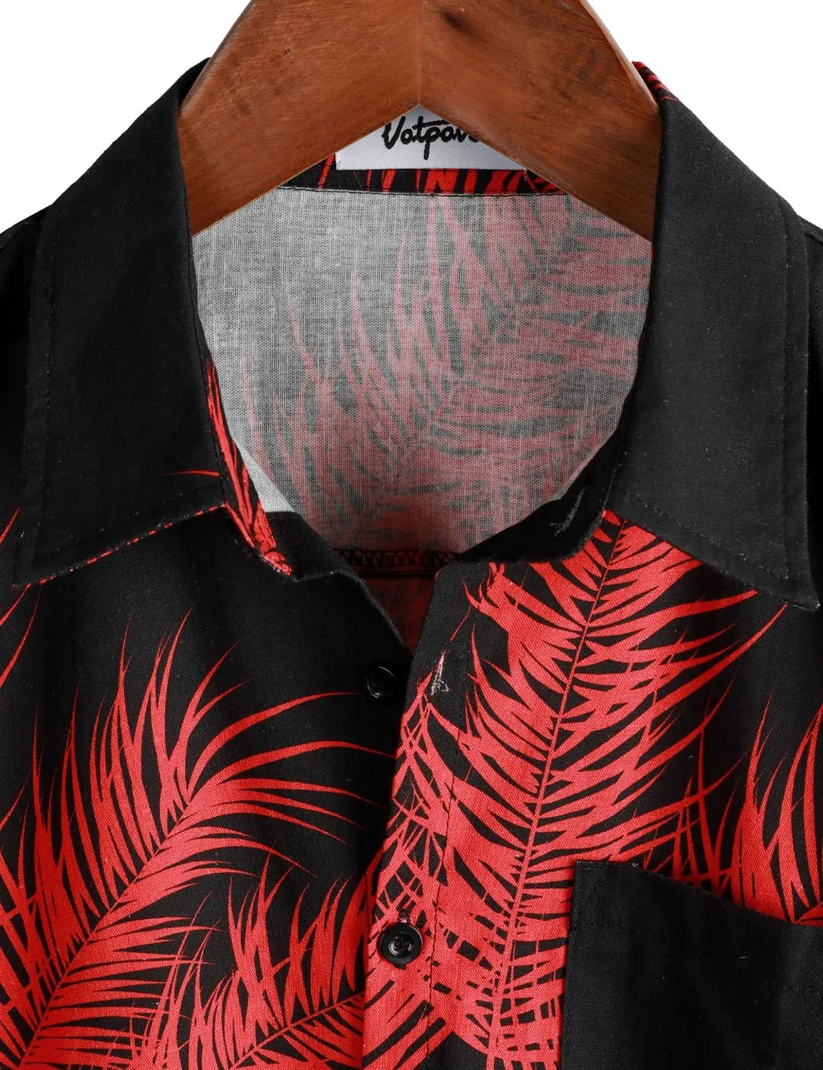 VATPAVE Mens Hawaiian Floral Shirts Cotton Linen Casual Button Down Short Sleeve Beach Shirts