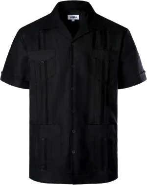 VATPAVE Mens Linen Cuban Guayabera Shirts Casual Button Down Short Sleeve Summer Shirts