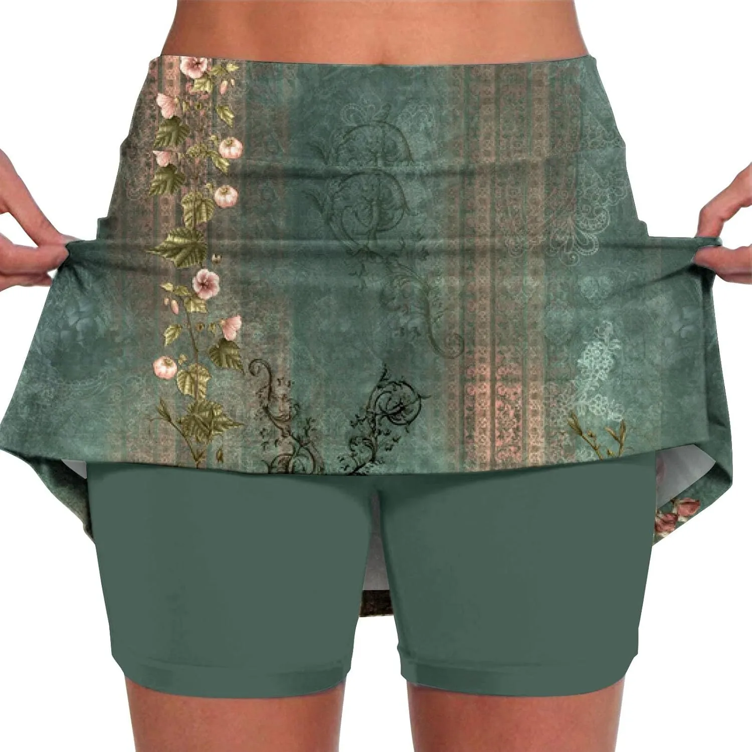 Versatile Skorts for Woman,Plus Size Skort for Curvy Women,Ladies Culottes,Womens Skorts with Pockets Tummy Control