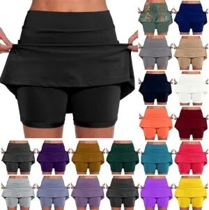 Versatile Skorts for Woman,Plus Size Skort for Curvy Women,Ladies Culottes,Womens Skorts with Pockets Tummy Control