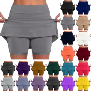 Versatile Skorts for Woman,Plus Size Skort for Curvy Women,Ladies Culottes,Womens Skorts with Pockets Tummy Control