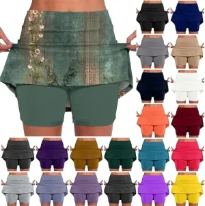 Versatile Skorts for Woman,Plus Size Skort for Curvy Women,Ladies Culottes,Womens Skorts with Pockets Tummy Control