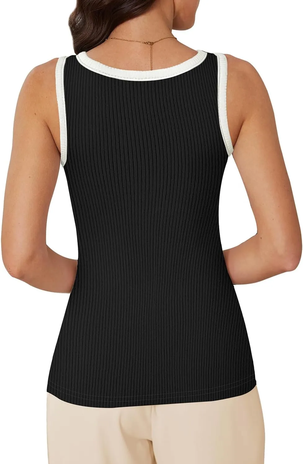 WIHOLL Womens Ribbed Tank Tops 2025 Summer Scoop Neck Slim Fitted Tops Casual Basic Knit Sleeveless Shirts
