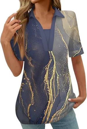 Women 2024 Short Sleeve Summer Tops Floral Boho Trendy Blouses Dressy Causal Tunic Tshirts Cute Vacation Clothes